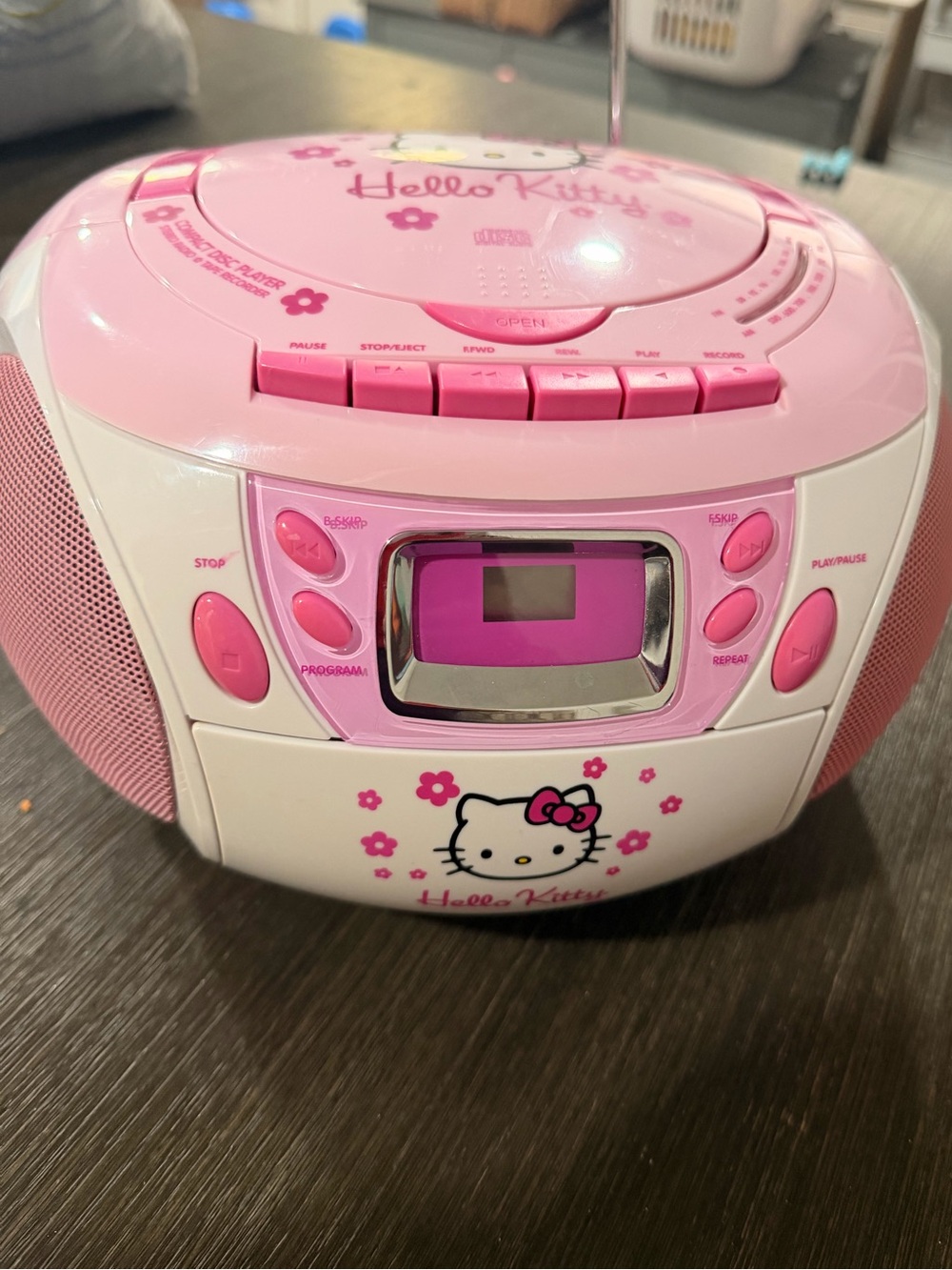 Hello Kitty Pink and White Portable CD Boombox